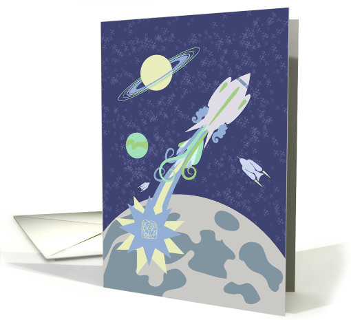 Spaceship Planets Moon Happy Birthday card (1683048)