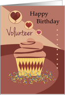Volunteer Cupcake Heart Balloons Happy Birthday card