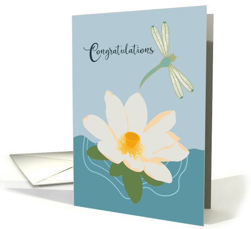 Congratulations Dragonfly Water Lily card (1684016)