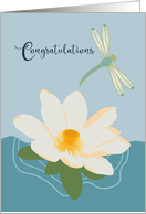 Congratulations Dragonfly Water Lily card