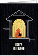 Happy Halloween Spinning Spider Window card