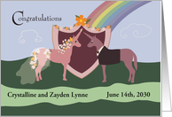 Unicorn Couple Rainbow Wedding Congratulations card