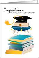 Books and Cap Bachelor’s Degree Congratulations Graduate card