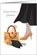 For Her Purse and Graduation Cap Congratulations card