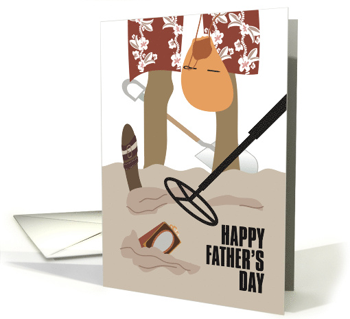 For Dad Metal Detecting on Beach Happy Father's Day card (1729912)