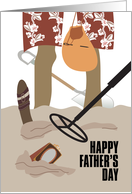 For Dad Metal Detecting on Beach Happy Father’s Day card