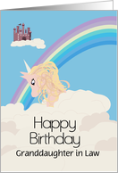 Unicorn and Castle with Rainbow Customize Relationship Birthday card