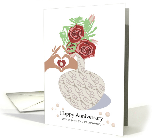 Pearl Strands for 3rd Year Happy Anniversary card (1771670)