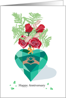 Custom Year Emerald Vase Happy Anniversary card