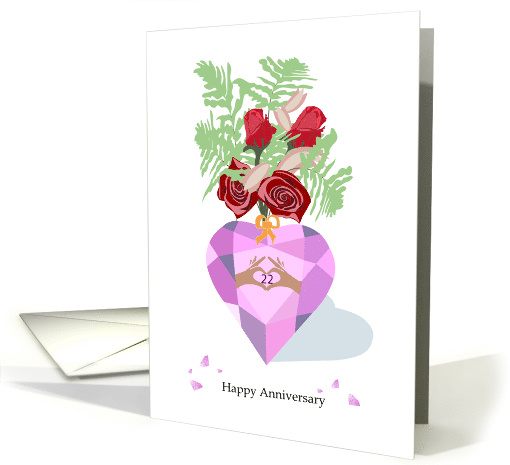 22nd Spinel Heart Vase Happy Anniversary card (1772186)