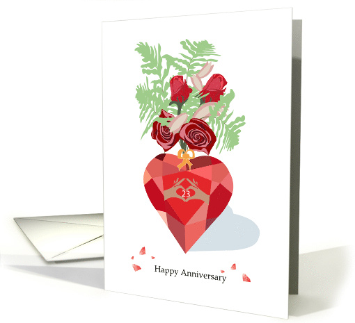 23rd Imperial Topaz Heart Vase Illustrated Happy Anniversary card