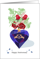 24th Tanzanite Heart Vase Illustrated Happy Anniversary card