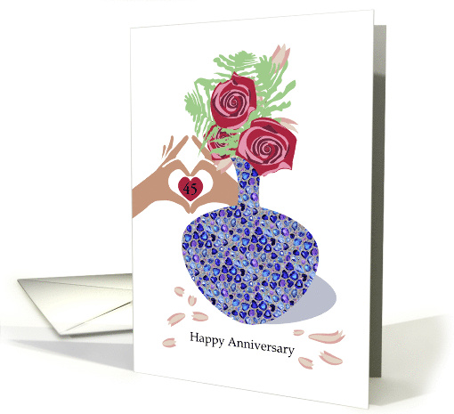 Custom Sapphire Illustrated Vase Happy Anniversary card (1772200)