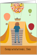 Stairs to Hot Air Balloon Congratulations Son card