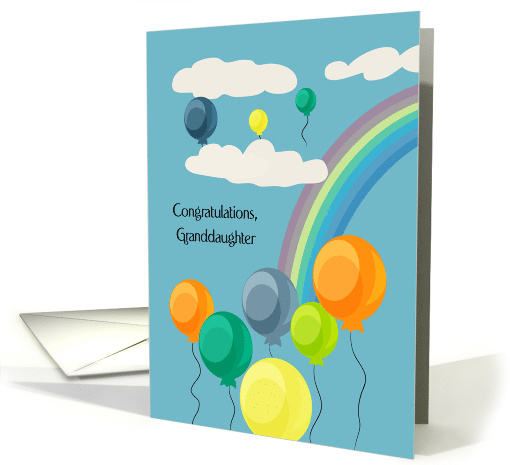 Granddaughter Rainbow and Balloons Congratulations card (1785048)