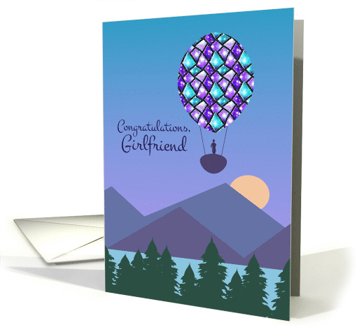 For Girlfriend Sparkling Hot Air Balloon Congratulations card