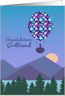 For Girlfriend Sparkling Hot Air Balloon Congratulations card