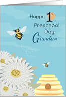 Bee Flowers and Hive First Preschool Day card