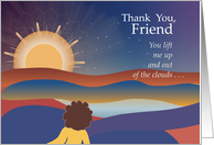 Sunset and Celestial Thank You Friend card