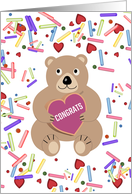 Bear Holding Big Heart Congratulations card