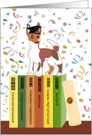 Dog on Top of Books with Cap and Dimploma card