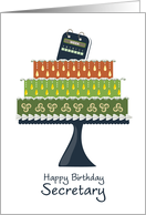 Calendar and Three Tier Cake for Secretary Birthday card