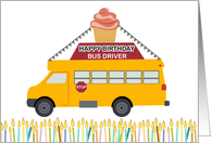 School Bus Driver Birthday with Cupcake and Candles card
