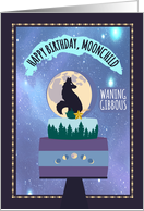 Wolf and a Woodland Sky Waning Gibbous Birthday Cake card