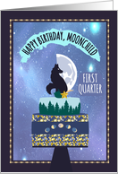 Wolf and Woodland Sky First Quarter Moon Phase Cake card