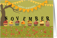 Cupcakes for November Birthday Month card