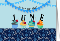 Cupcakes for June Birthday Month card