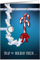 Plumbing Pipes and Candy Canes Happy Holidays card
