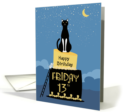 Friday 13th Blact Cat and Mouse Cake card (1899746)