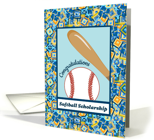 Softball and Bat Congratulations on Scholarship card (1901296)