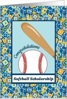 Softball and Bat Congratulations on Scholarship card