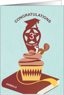 Star Cupcake Pick and Squirrel Congrats Third Grade Grad card