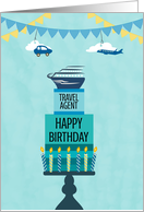 Transportation Tiered Cake for Travel Agent Birthday card