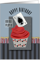 Ace of Spades Card in Cupcake for Bridge Player Birthday card