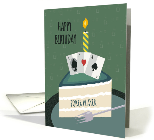 Three of a Kind Cake Slice for Poker Player Birthday card (1914806)