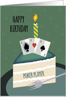 Three of a Kind Cake Slice for Poker Player Birthday card