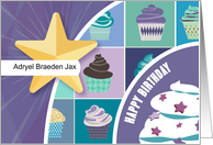 Star and Cupcakes Custom First Name card