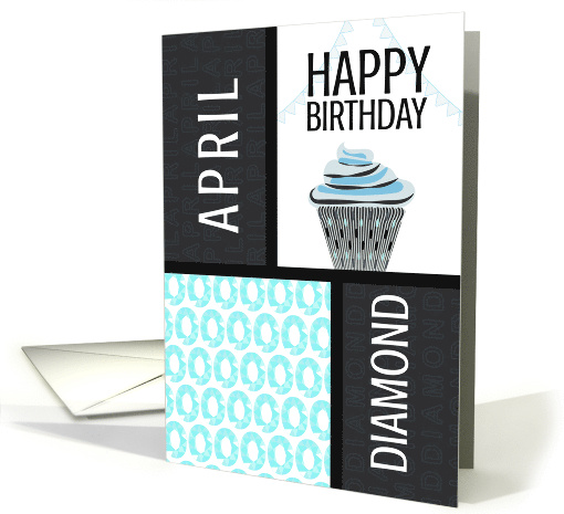 Oval Diamond Gems and Cupcake for April Birthday card (1918984)