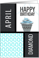 Oval Diamond Gems and Cupcake for April Birthday card