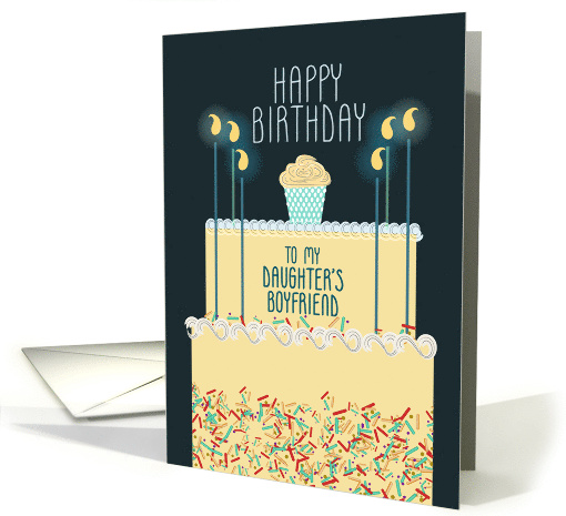 Tier Cake with Sprinkles and Candles for Daughters Boyfriend card