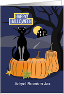 Purrs Paws and Pumpkins Happy Halloween Custom Name card