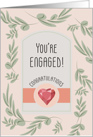 Heart Gem and Leaves Engagement Congratulations