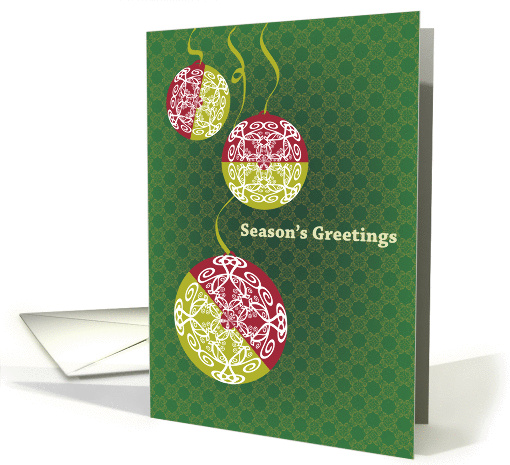 Red and Green Scroll Filigree Christmas Ornaments card (712680)
