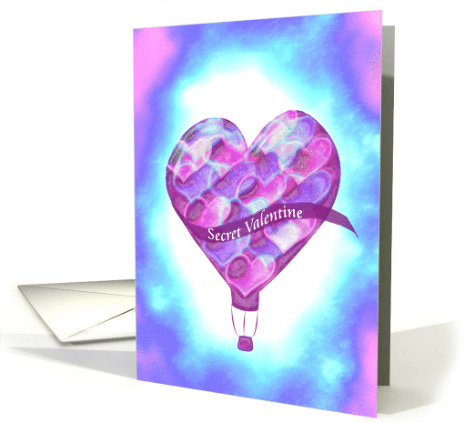 Heart Hot Air Balloon Secret Valentine card (749668)