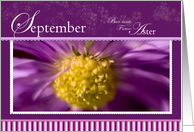Aster September Birthday card