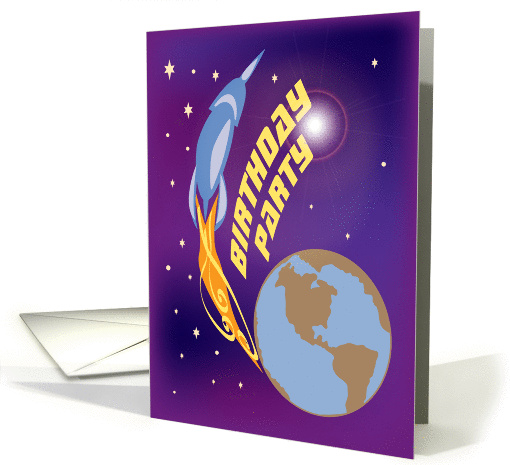 Rocket Birthday Party Invitation For Kids card (772540)